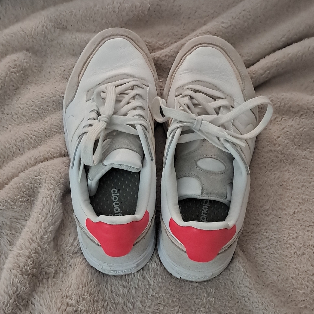 Adidas White and Pink Athletic Shoes with Low-Top Design